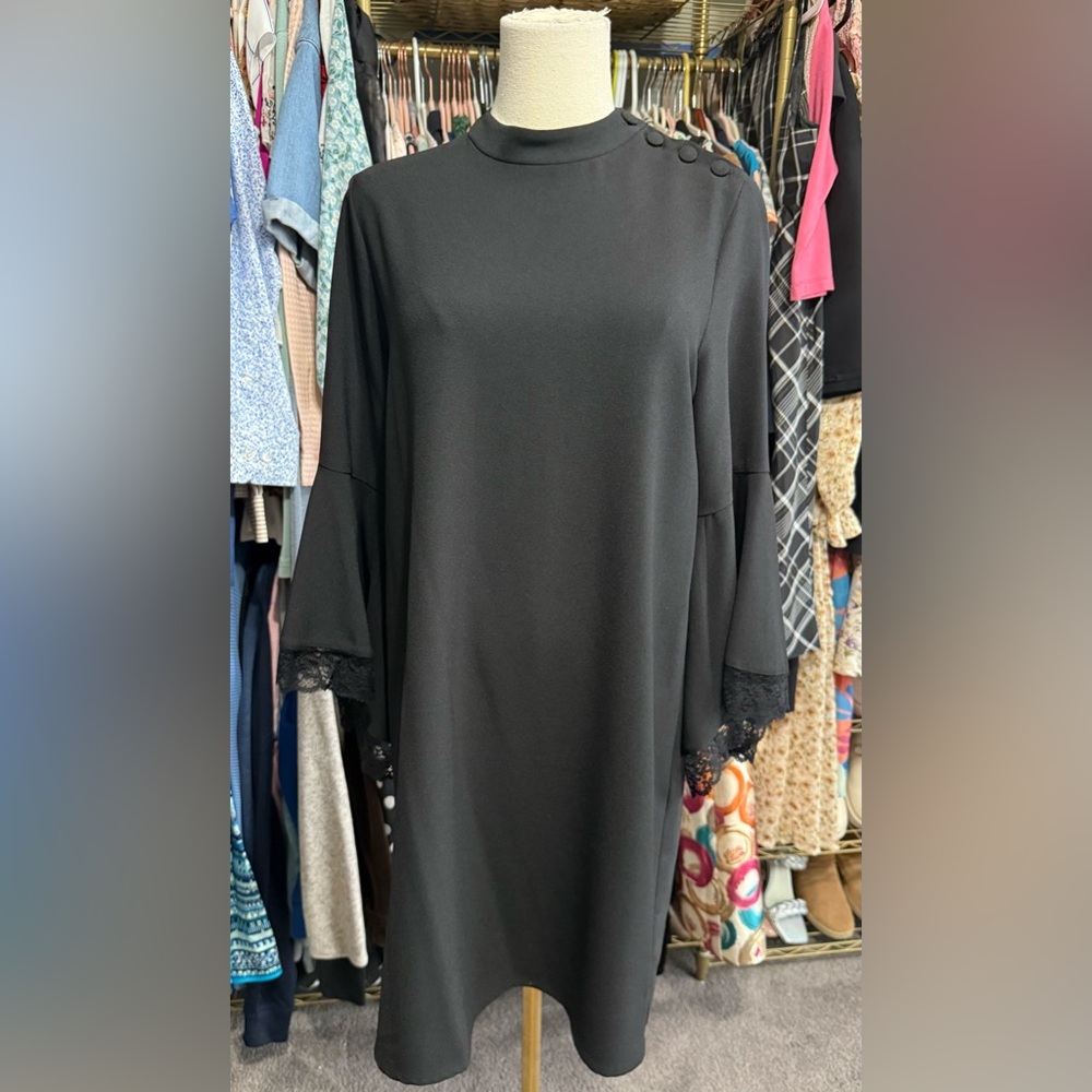 Zara Basic Collection Black Bell Sleeve Dress. - image 2